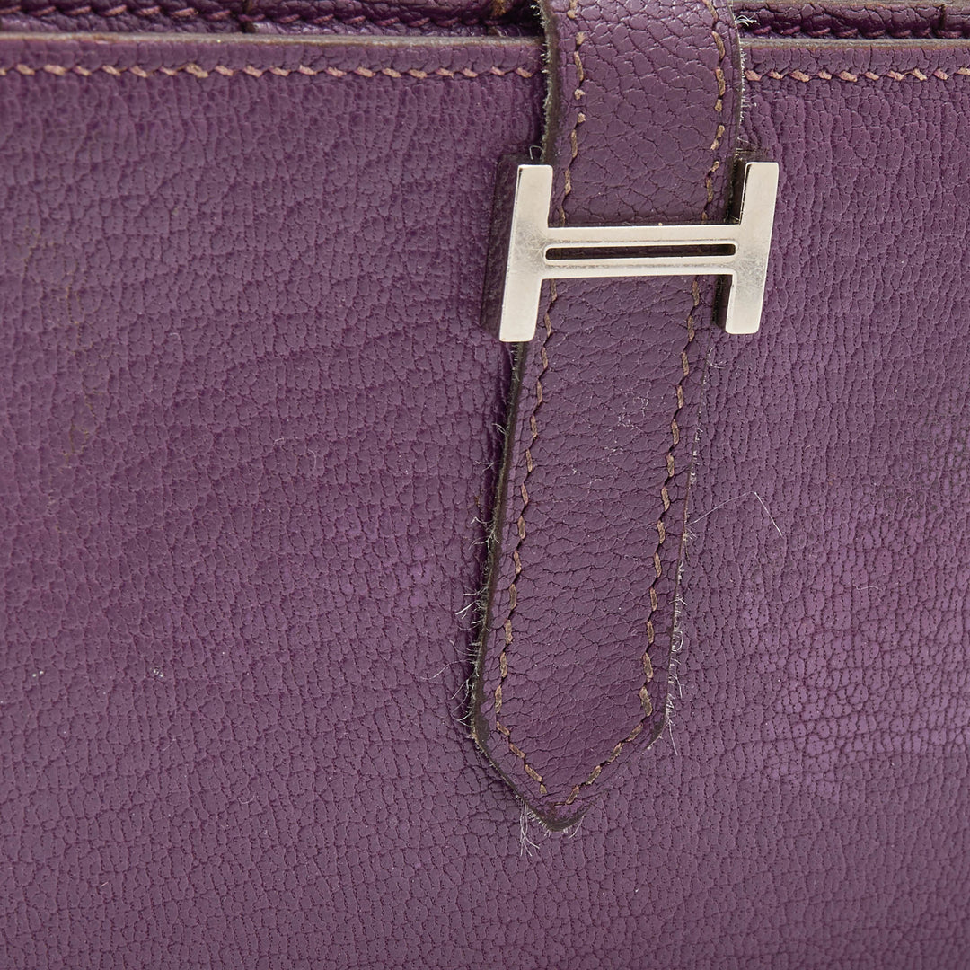 Top quality Hermes  Cyclamen Chevre Mysore Leather Palladium Finish Bearn Wallet