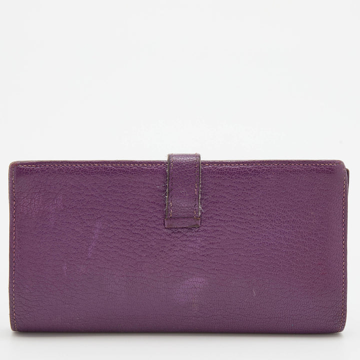 Top quality Hermes  Cyclamen Chevre Mysore Leather Palladium Finish Bearn Wallet