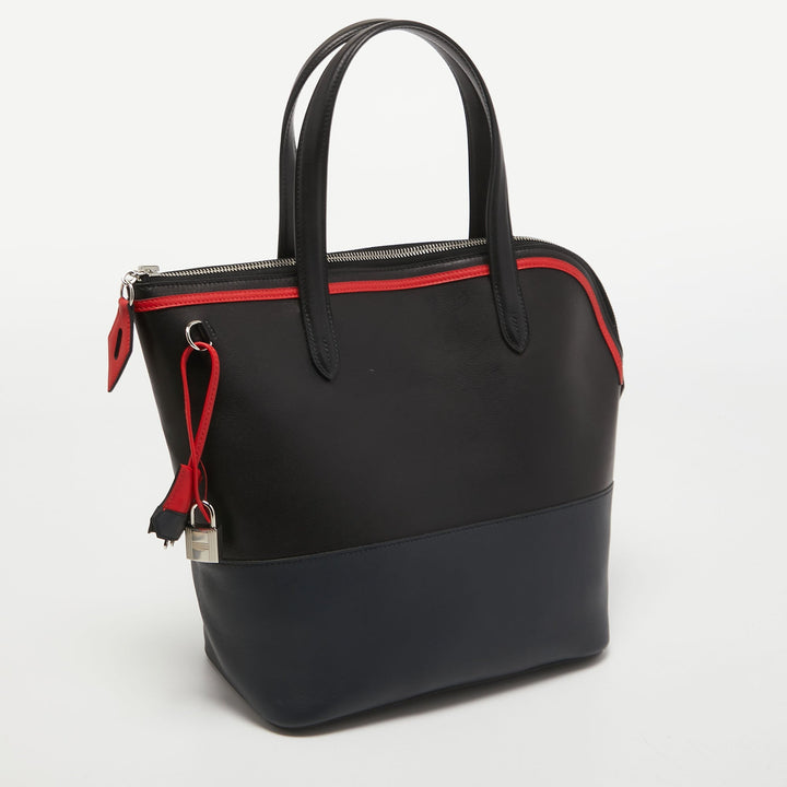 Top quality Hermes Black/Bleu Nuit/Rouge Evercolor and Swift Leather Transat Sailor Bag