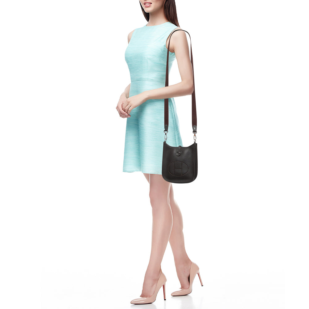 HERMES Chocolat Clemence Leather Evelyne TPM Bag