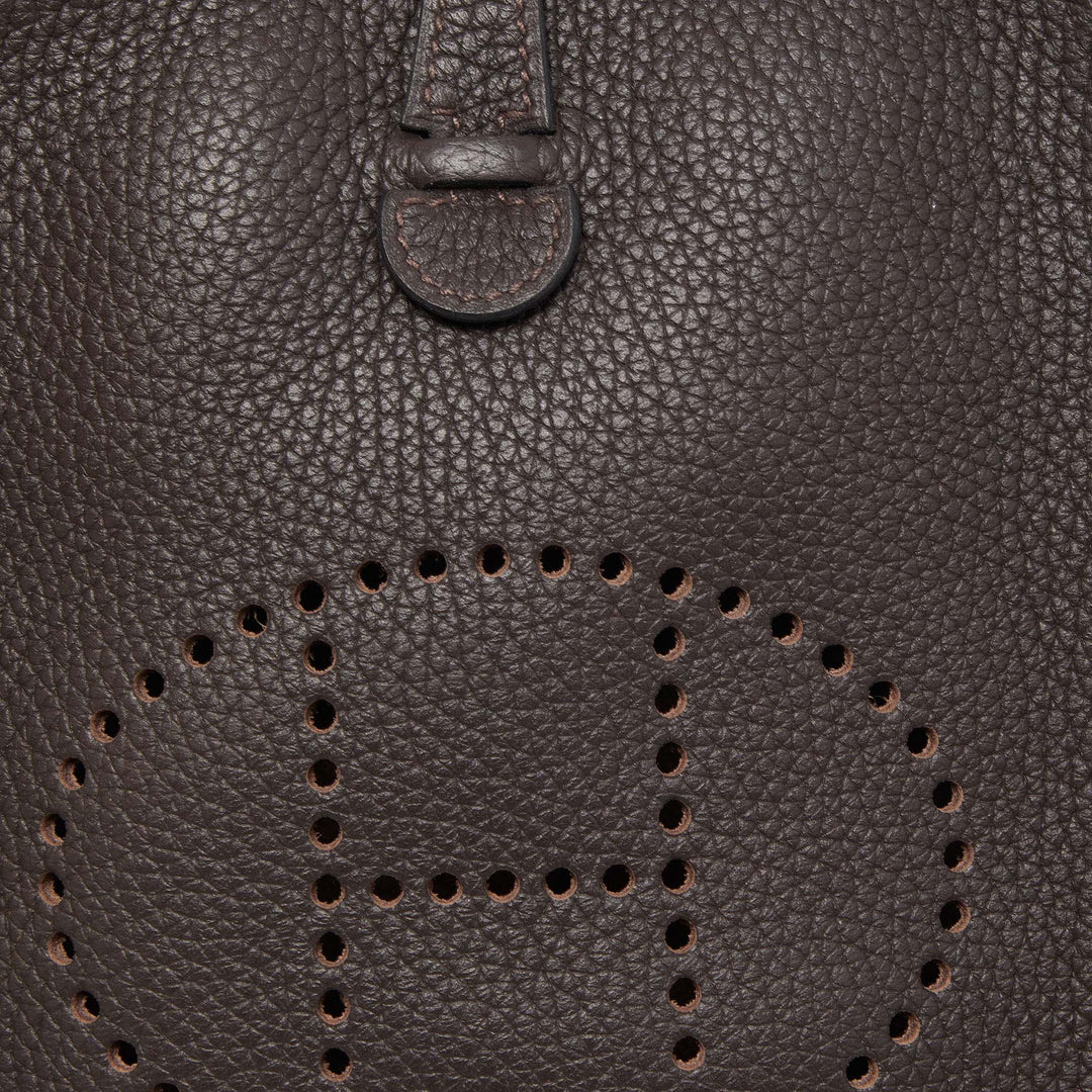 Premium Handmade Hermes Chocolat Clemence Leather Evelyne TPM Bag