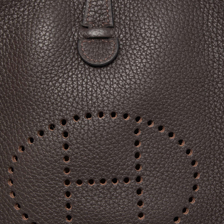 Premium Handmade Hermes Chocolat Clemence Leather Evelyne TPM Bag