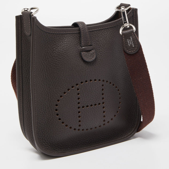 Premium Handmade Hermes Chocolat Clemence Leather Evelyne TPM Bag