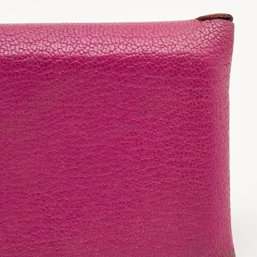 Top quality Hermes Cyclamen Chevre Mysore Leather Calvi Card Holder