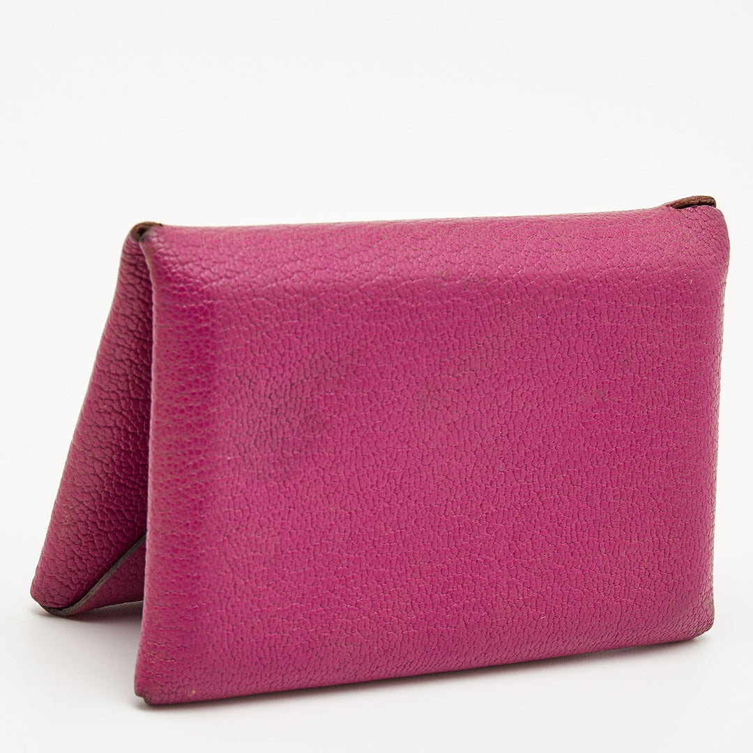 Top quality Hermes Cyclamen Chevre Mysore Leather Calvi Card Holder