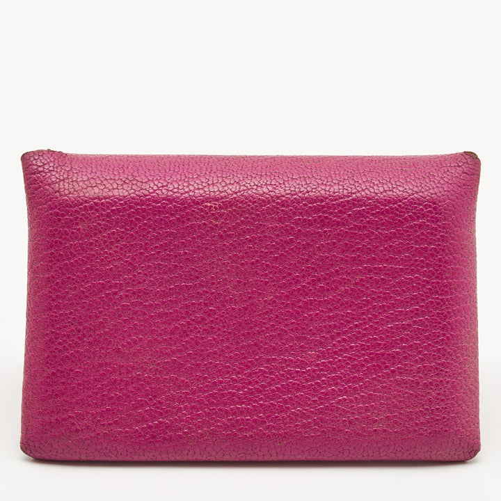 Top quality Hermes Cyclamen Chevre Mysore Leather Calvi Card Holder