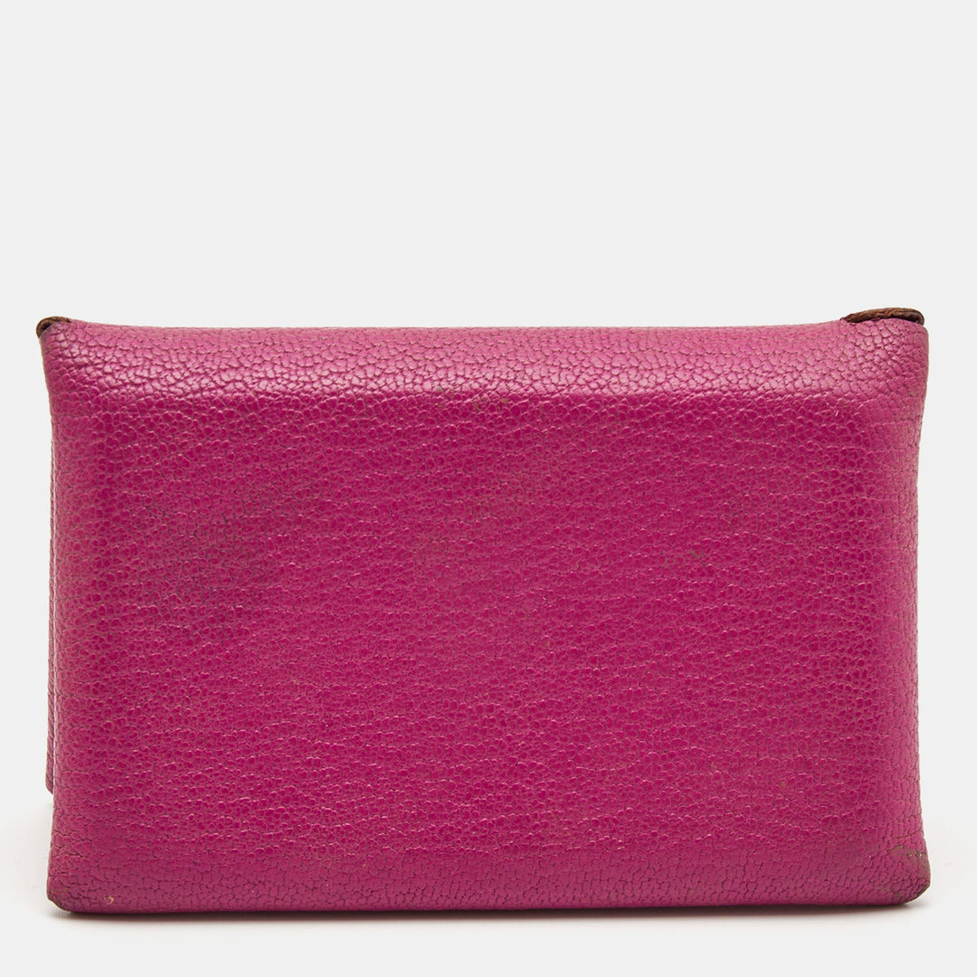 Hermes Cyclamen Chevre Mysore Leather Calvi Card Holder