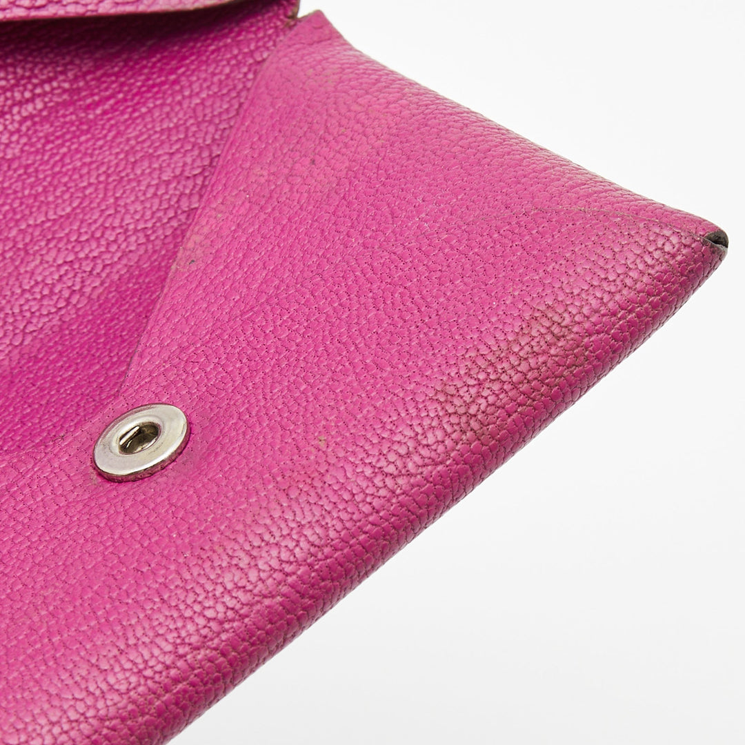 Top quality Hermes Cyclamen Chevre Mysore Leather Calvi Card Holder