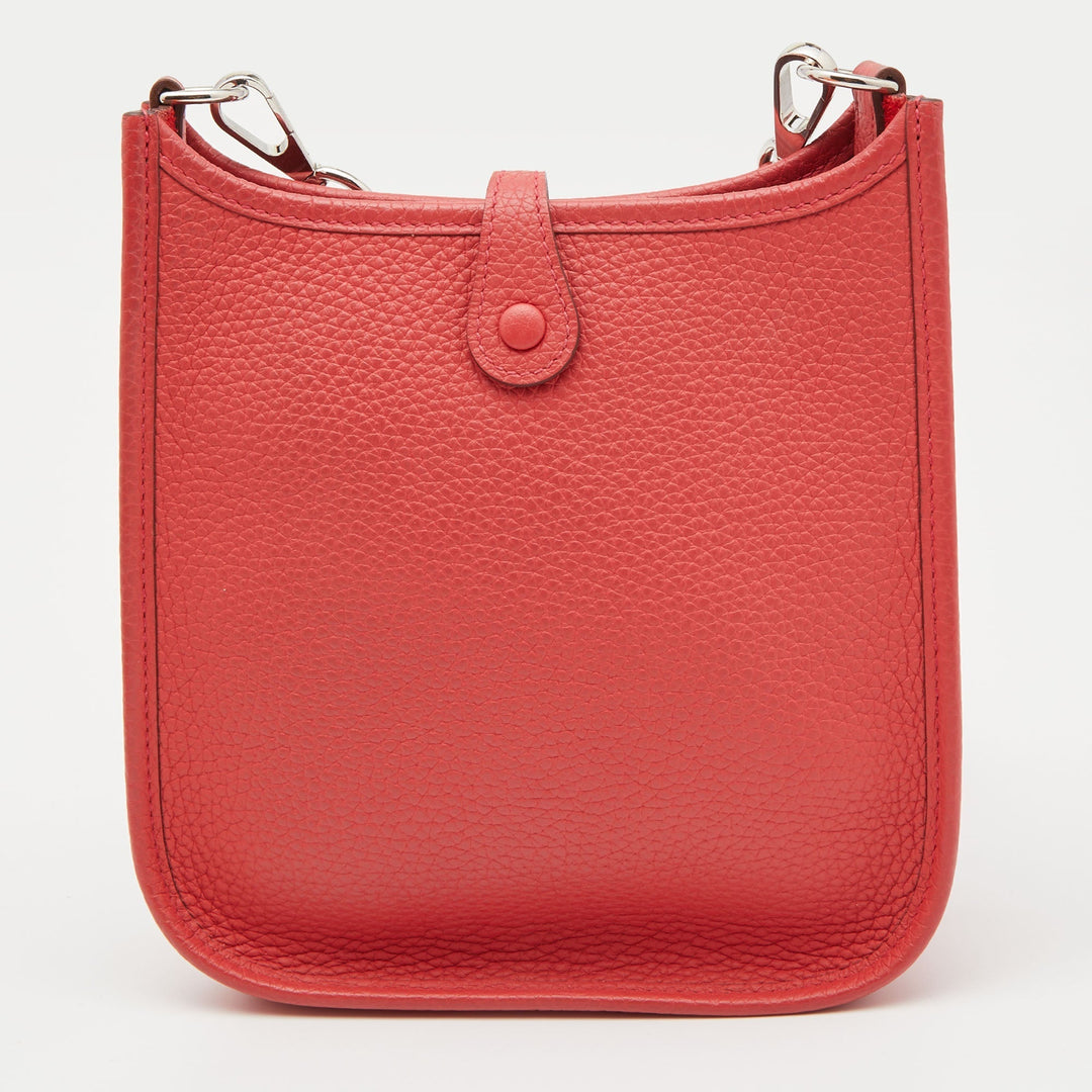 Top quality Hermes Rouge Pivoine Taurillon Clemence Leather Evelyne TPM Bag