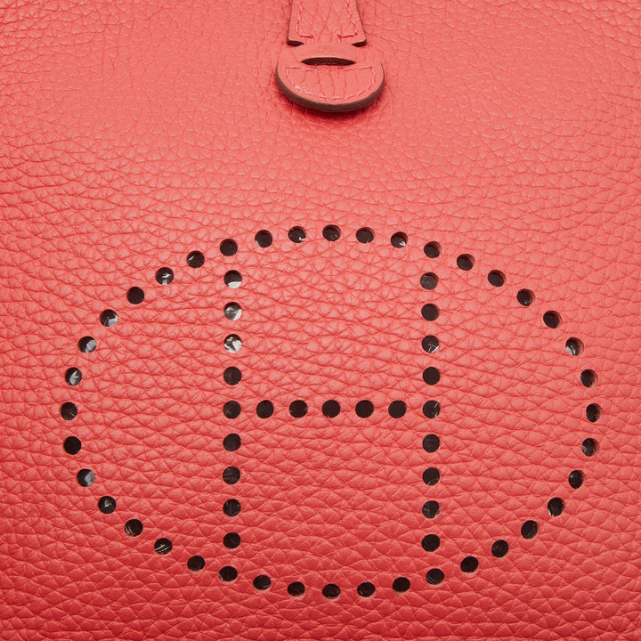 Top quality Hermes Rouge Pivoine Taurillon Clemence Leather Evelyne TPM Bag