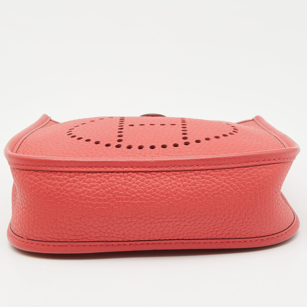 Top quality Hermes Rouge Pivoine Taurillon Clemence Leather Evelyne TPM Bag