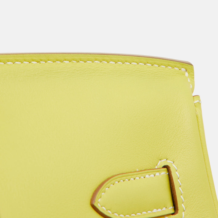 Premium Handmade Hermes Lime Swift Leather Palladium Finish Birkin 35 Bag