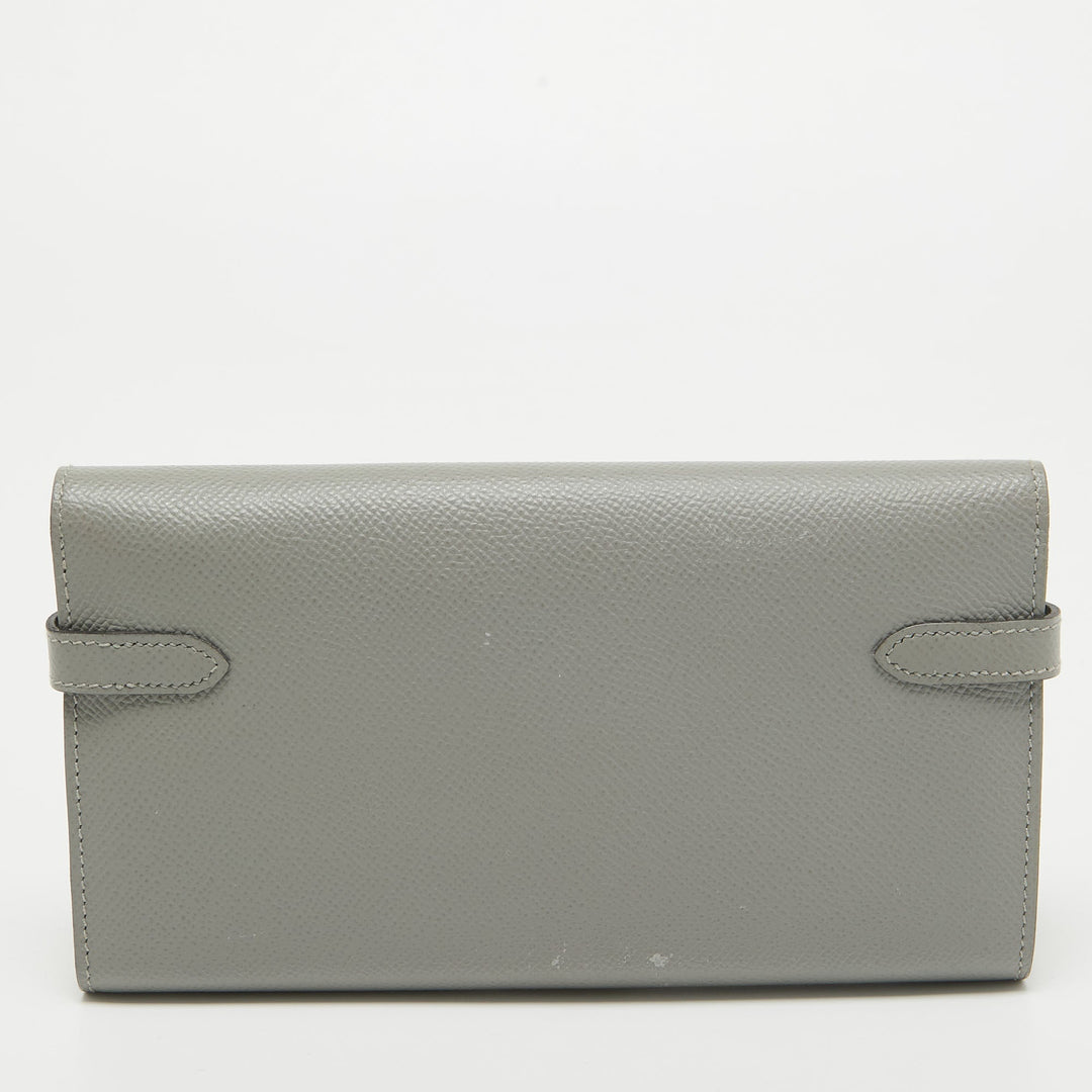 Top quality Hermes Gris Mouette Epsom Leather Kelly Classic Wallet