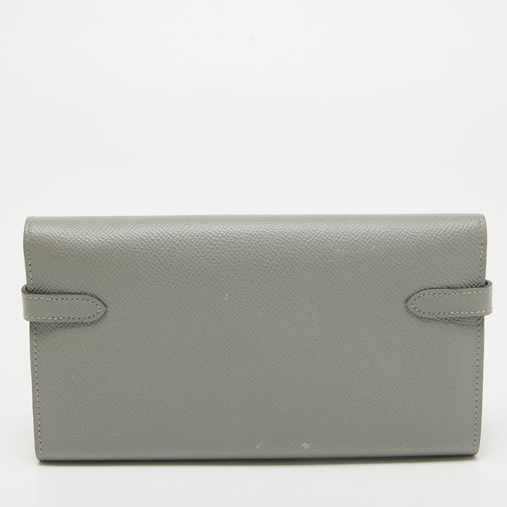 Top quality Hermes Gris Mouette Epsom Leather Kelly Classic Wallet
