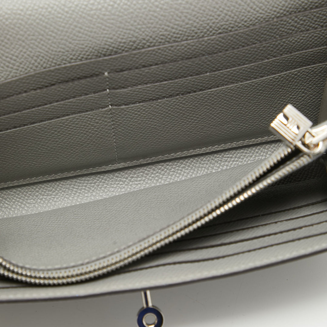 Top quality Hermes Gris Mouette Epsom Leather Kelly Classic Wallet