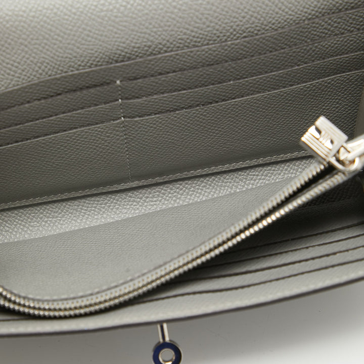 Top quality Hermes Gris Mouette Epsom Leather Kelly Classic Wallet