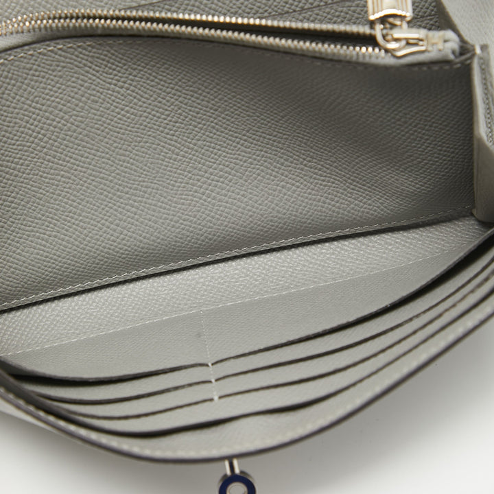 Top quality Hermes Gris Mouette Epsom Leather Kelly Classic Wallet