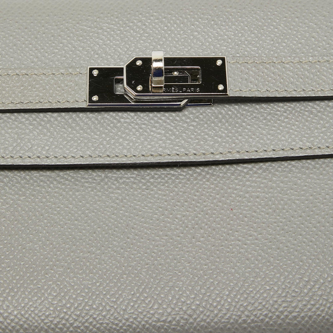 Top quality Hermes Gris Mouette Epsom Leather Kelly Classic Wallet