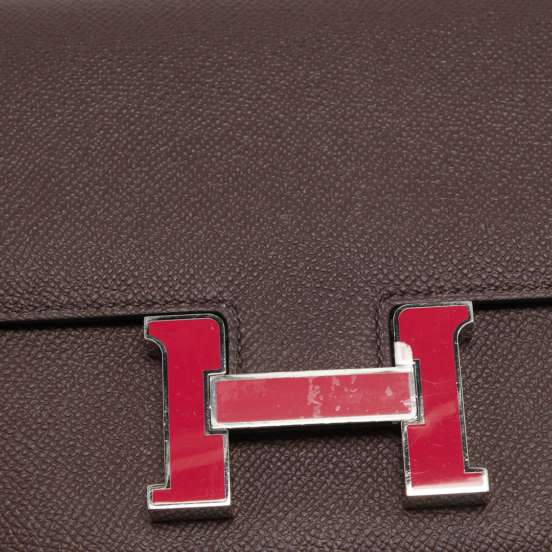 Top quality Hermes Rouge Sellier Epsom Leather Framboise Enamel Palladium Finish Constance 18 Bag