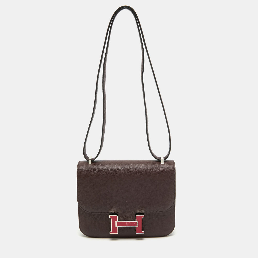 Hermes Rouge Sellier Epsom Leather Framboise Enamel Palladium Finish Constance 18 Bag
