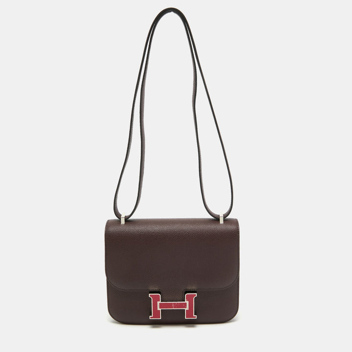Top quality Hermes Rouge Sellier Epsom Leather Framboise Enamel Palladium Finish Constance 18 Bag