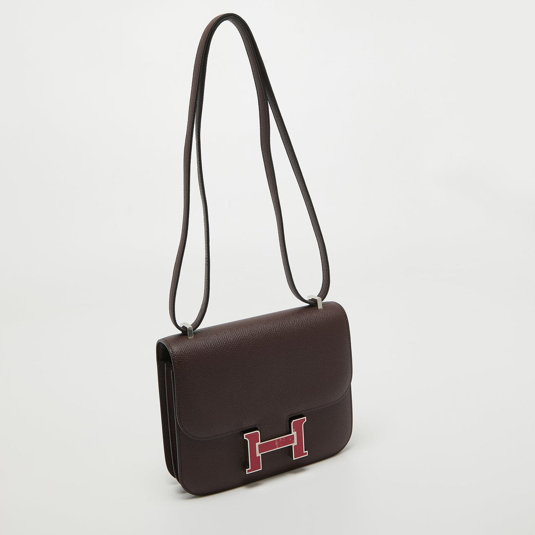 Top quality Hermes Rouge Sellier Epsom Leather Framboise Enamel Palladium Finish Constance 18 Bag