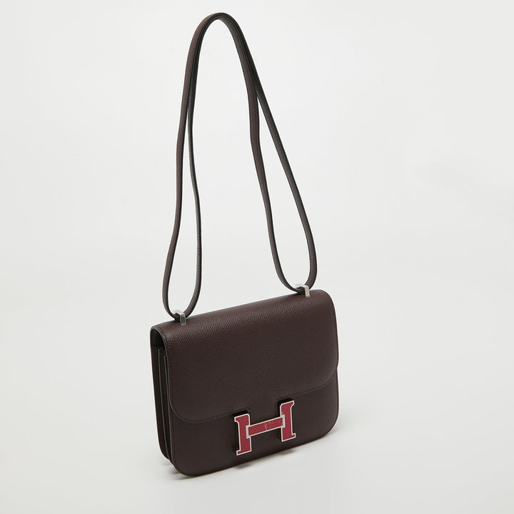 Top quality Hermes Rouge Sellier Epsom Leather Framboise Enamel Palladium Finish Constance 18 Bag