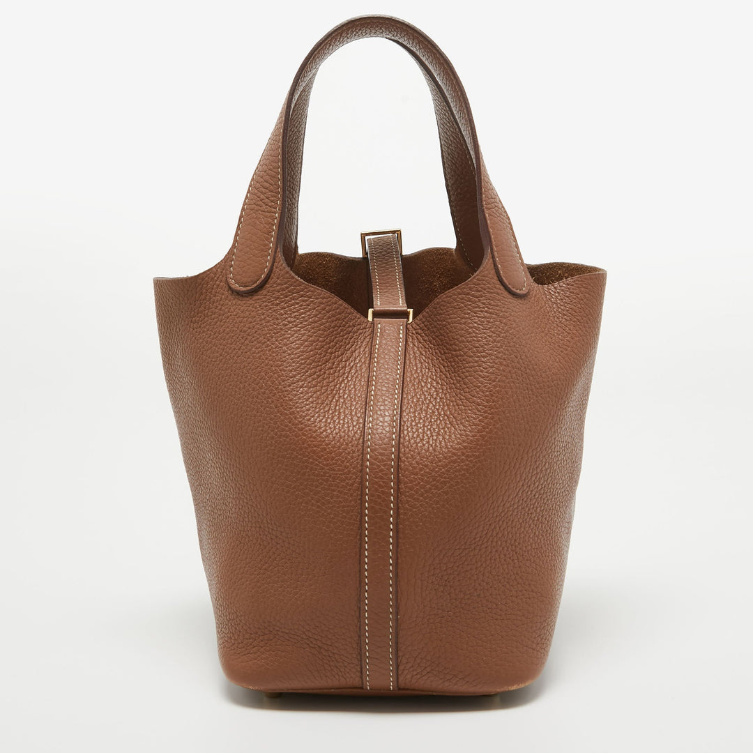 Premium Handmade Hermes Gold Togo Leather Picotin Lock 18 Bag