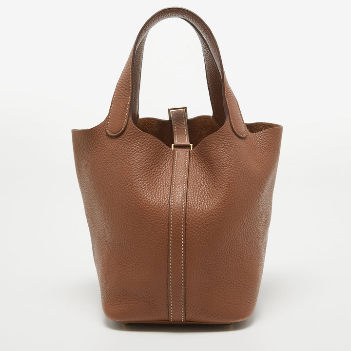 Premium Handmade Hermes Gold Togo Leather Picotin Lock 18 Bag