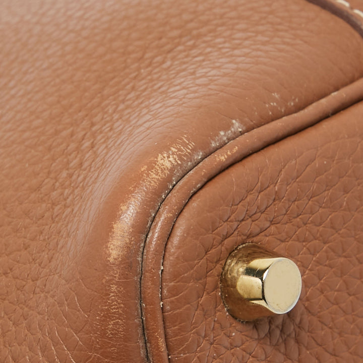 Premium Handmade Hermes Gold Togo Leather Picotin Lock 18 Bag