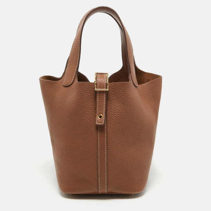 Premium Handmade Hermes Gold Togo Leather Picotin Lock 18 Bag