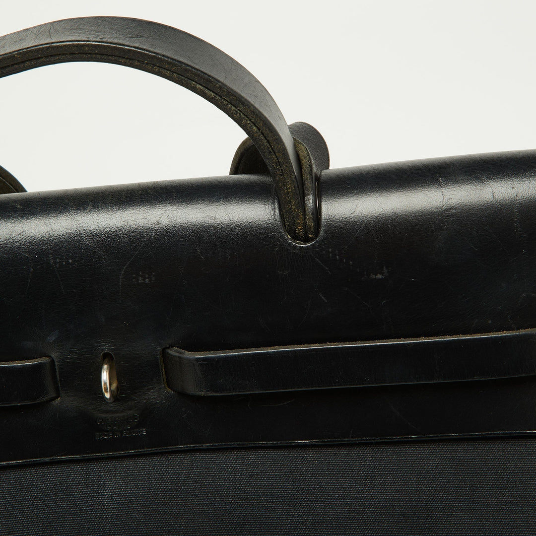 Top quality Hermes Black Canvas and Leather Herbag 39 Bag