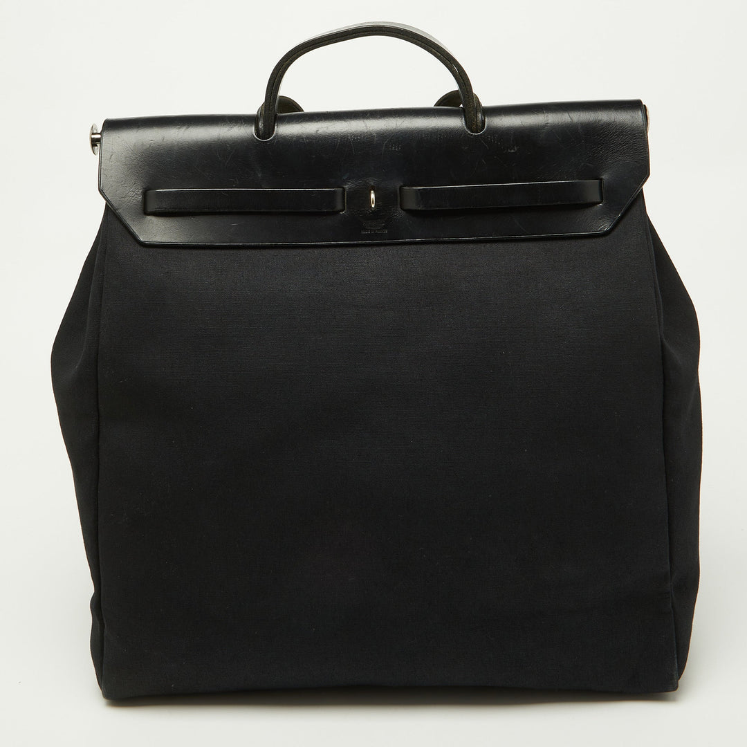 Top quality Hermes Black Canvas and Leather Herbag 39 Bag