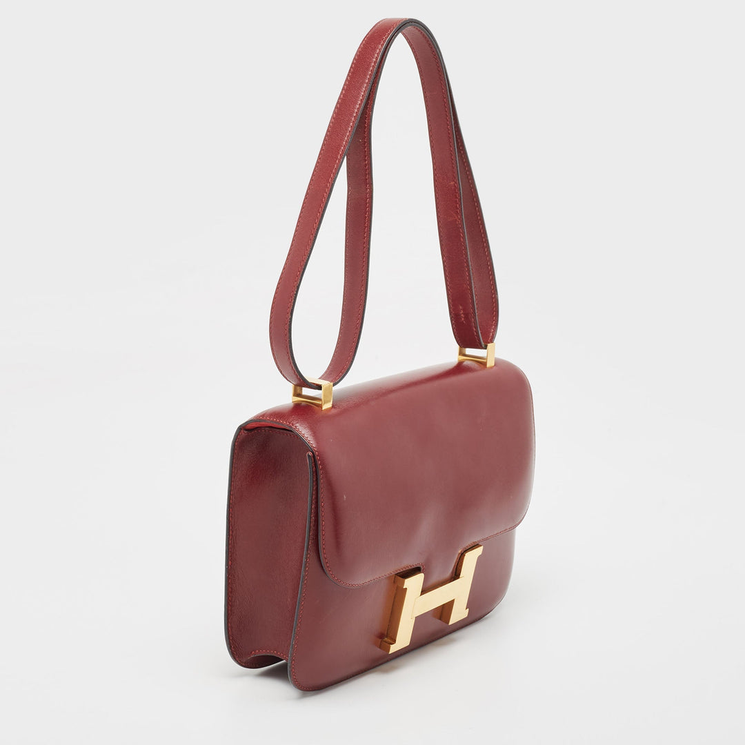 Top quality Hermes Rouge H Box Calf Leather Gold Finish Constance 24 Bag