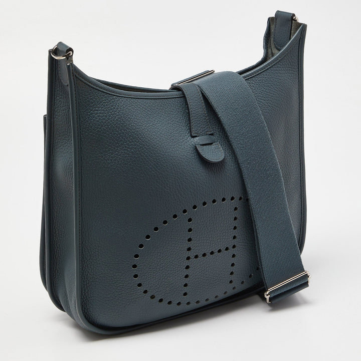 Top quality Hermes Bleu Orage Taurillon Clemence Leather Evelyne III GM Bag