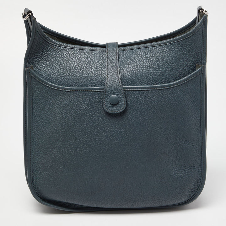 Top quality Hermes Bleu Orage Taurillon Clemence Leather Evelyne III GM Bag