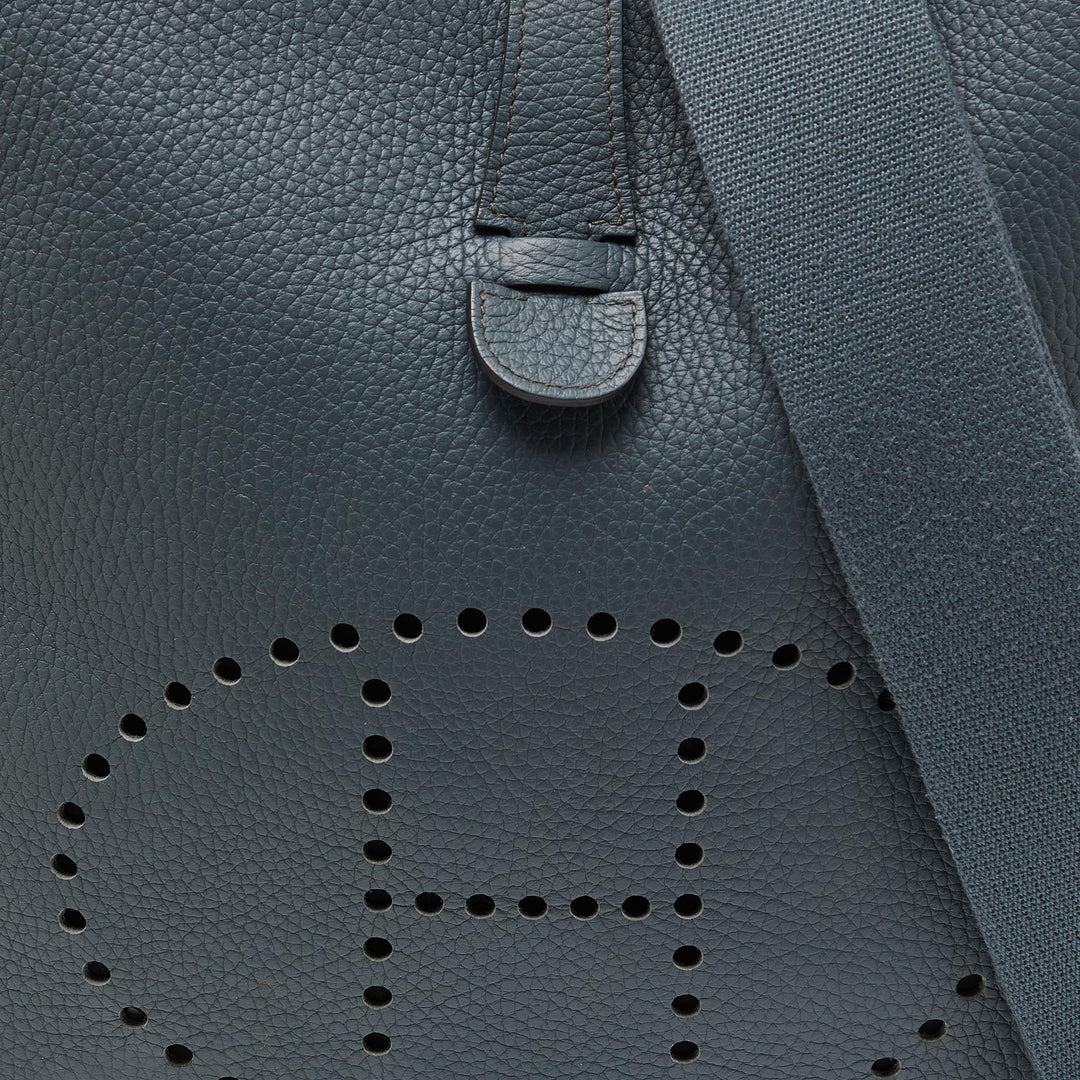 Top quality Hermes Bleu Orage Taurillon Clemence Leather Evelyne III GM Bag
