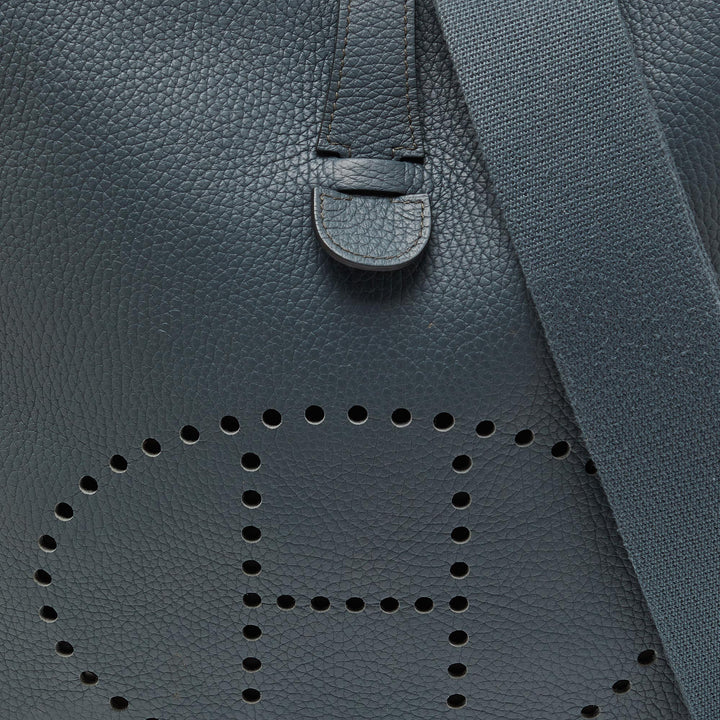 Top quality Hermes Bleu Orage Taurillon Clemence Leather Evelyne III GM Bag
