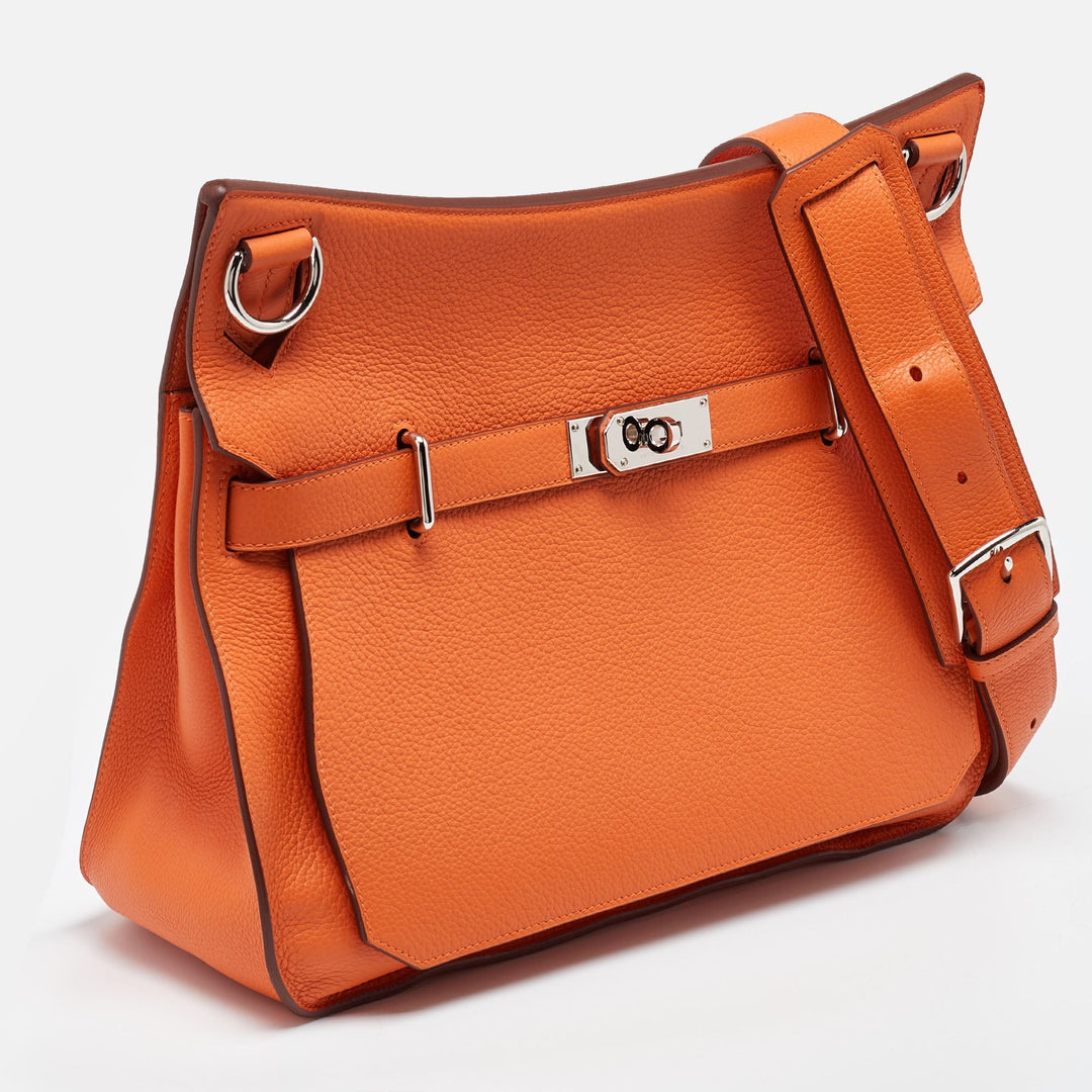Top quality Hermes Orange Togo Leather Palladium Finish Jypsiere 37 Bag