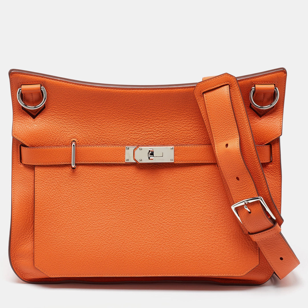 Top quality Hermes Orange Togo Leather Palladium Finish Jypsiere 37 Bag