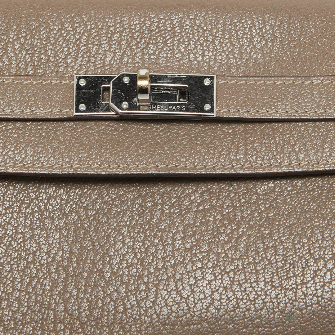 HERMES Taupe Chevre Leather Kelly Classic Wallet