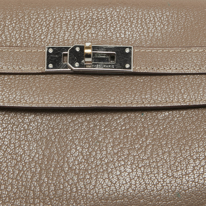 HERMES Taupe Chevre Leather Kelly Classic Wallet