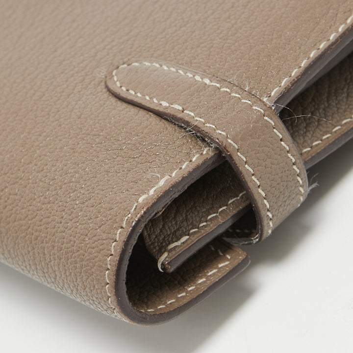HERMES Taupe Chevre Leather Kelly Classic Wallet