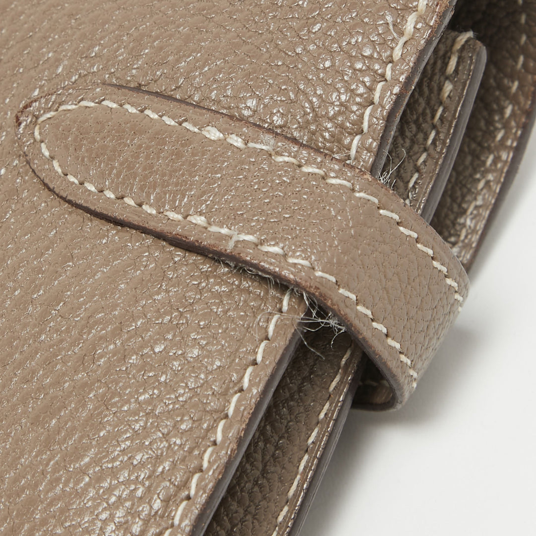 HERMES Taupe Chevre Leather Kelly Classic Wallet