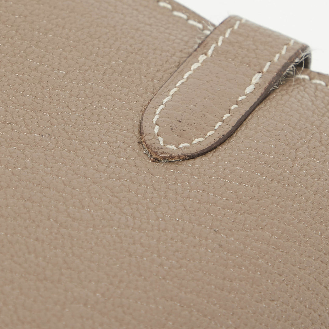 HERMES Taupe Chevre Leather Kelly Classic Wallet