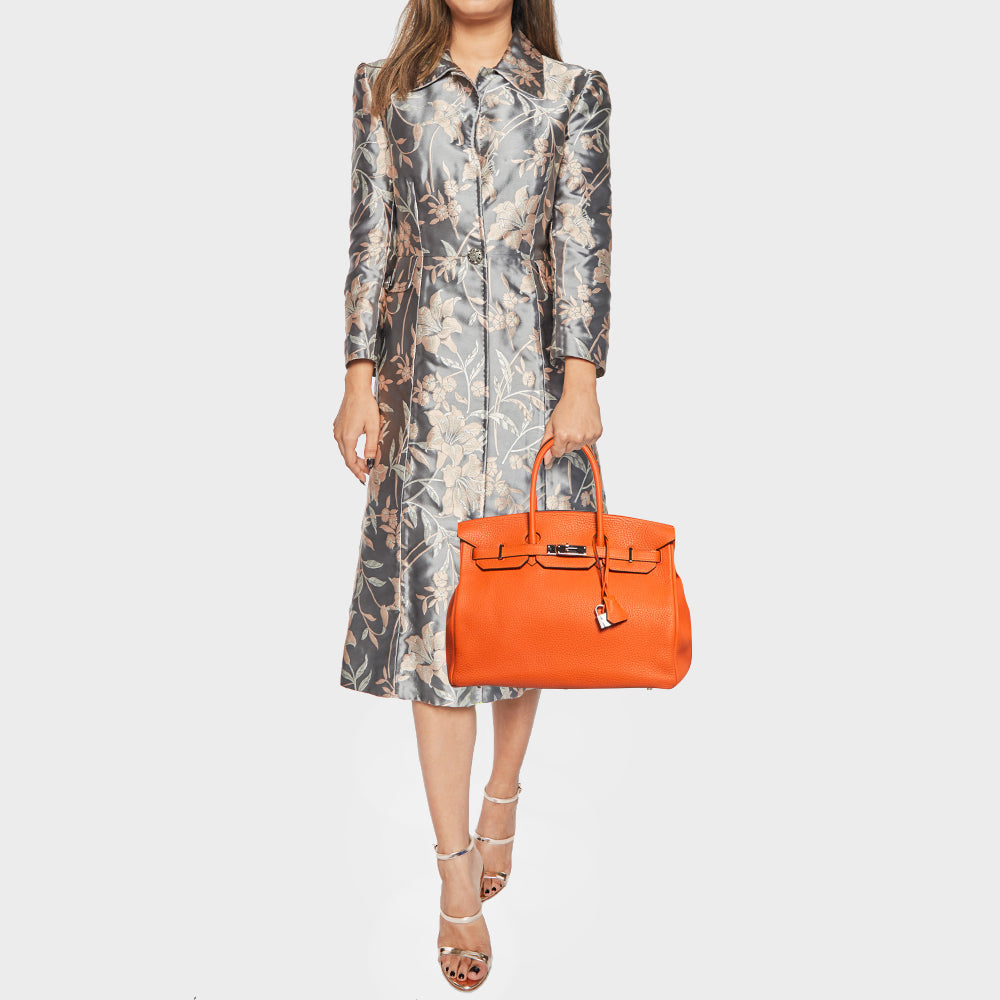 Top quality Hermes Feu Taurillon Clemence Palladium Finish Birkin 35 Bag