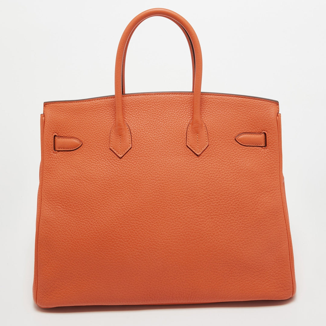 Top quality Hermes Feu Taurillon Clemence Palladium Finish Birkin 35 Bag