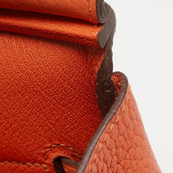 Top quality Hermes Feu Taurillon Clemence Palladium Finish Birkin 35 Bag