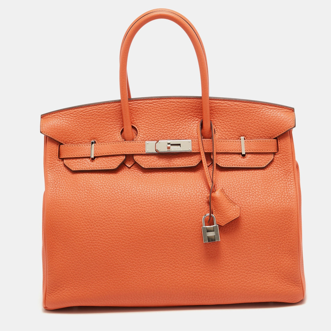 Top quality Hermes Feu Taurillon Clemence Palladium Finish Birkin 35 Bag