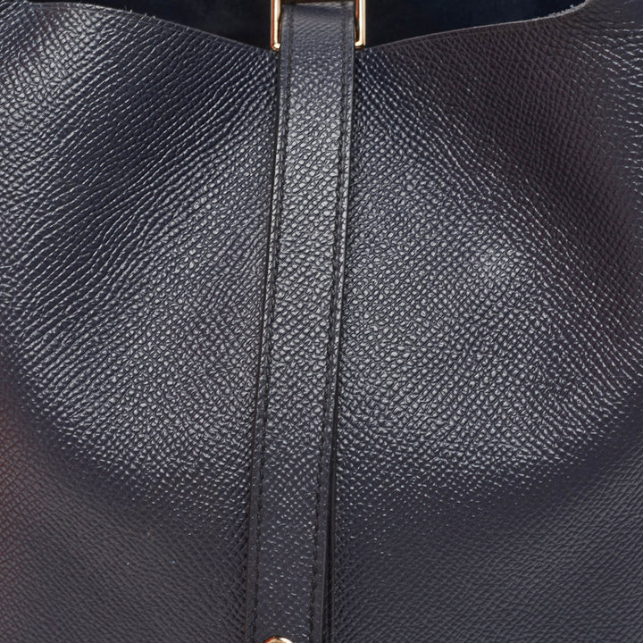Top quality Hermes Bleu Indigo/Noir/Terre Battue Epsom Leather Picotin Lock Tressage 22 Bag